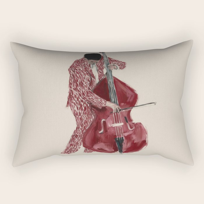 Double Bass Player Rectangular Pillow Gallery Image 1