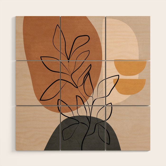 Abstract Minimal Plant 1 Wood Wall Art Gallery Image 1