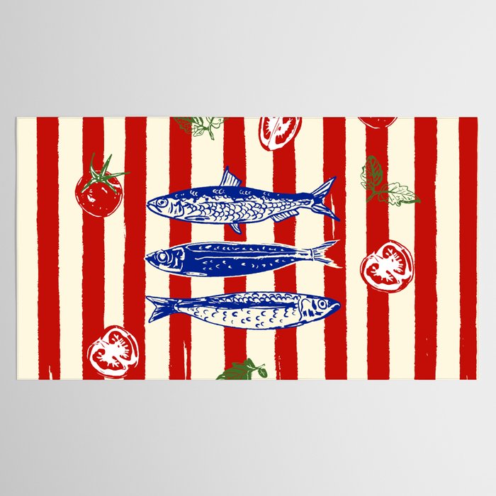 Sardines and Tomato Mediterranean Doodle Tablecloth Gallery Image 2