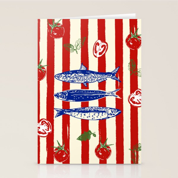 Sardines and Tomato Mediterranean Doodle Stationery Card Gallery Image 2