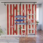 Sardines and Tomato Mediterranean Doodle Wall Mural Gallery Image 1