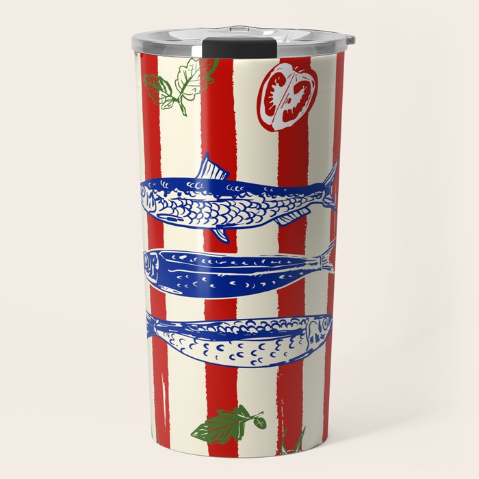 Sardines and Tomato Mediterranean Doodle Travel Mug Gallery Image 1