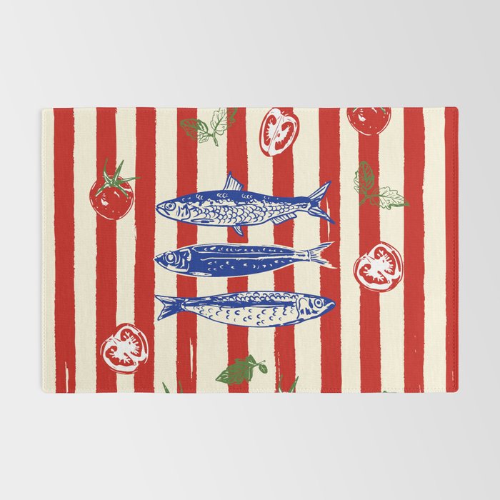 Sardines and Tomato Mediterranean Doodle Rug Gallery Image 2