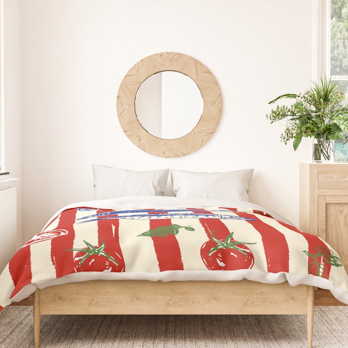 Sardines and Tomato Mediterranean Doodle Duvet Cover Gallery Image 3