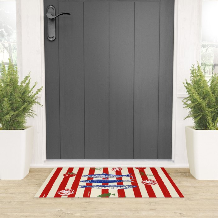 Sardines and Tomato Mediterranean Doodle Welcome Mat Gallery Image 3