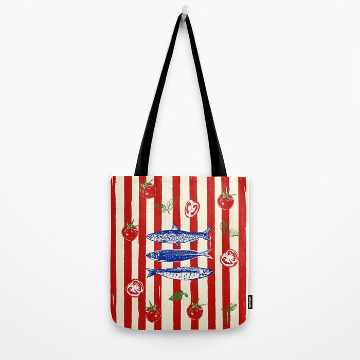 Sardines and Tomato Mediterranean Doodle Tote Bag Gallery Image 2