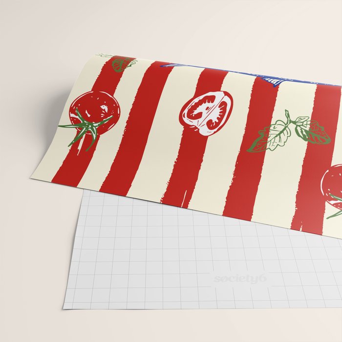 Sardines and Tomato Mediterranean Doodle Wrapping Paper Gallery Image 2