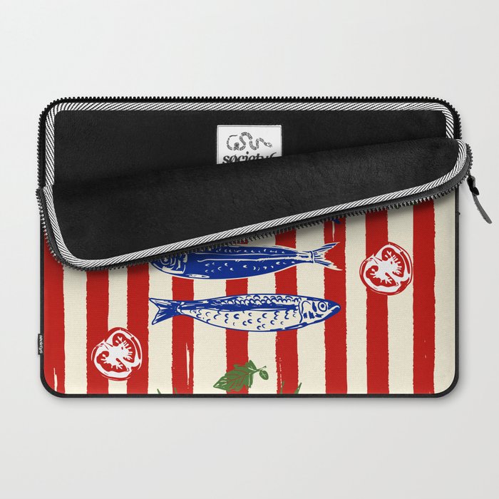 Sardines and Tomato Mediterranean Doodle Laptop Sleeve Gallery Image 2