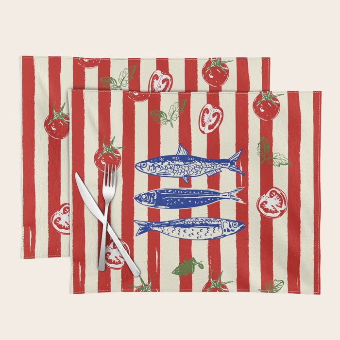 Sardines and Tomato Mediterranean Doodle Placemat Gallery Image 1