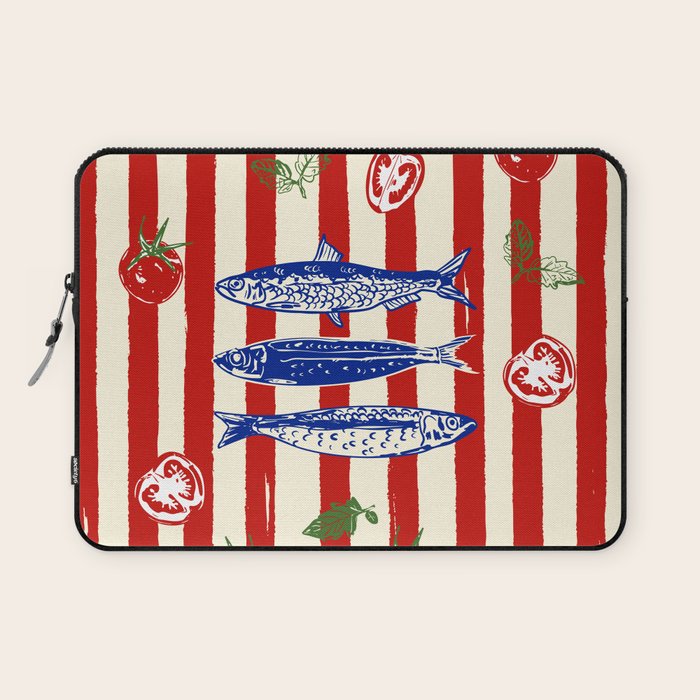 Sardines and Tomato Mediterranean Doodle Laptop Sleeve Gallery Image 1