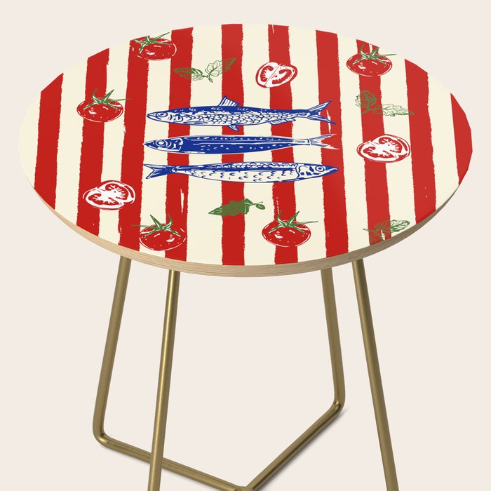 Sardines and Tomato Mediterranean Doodle Side Table Gallery Image 2
