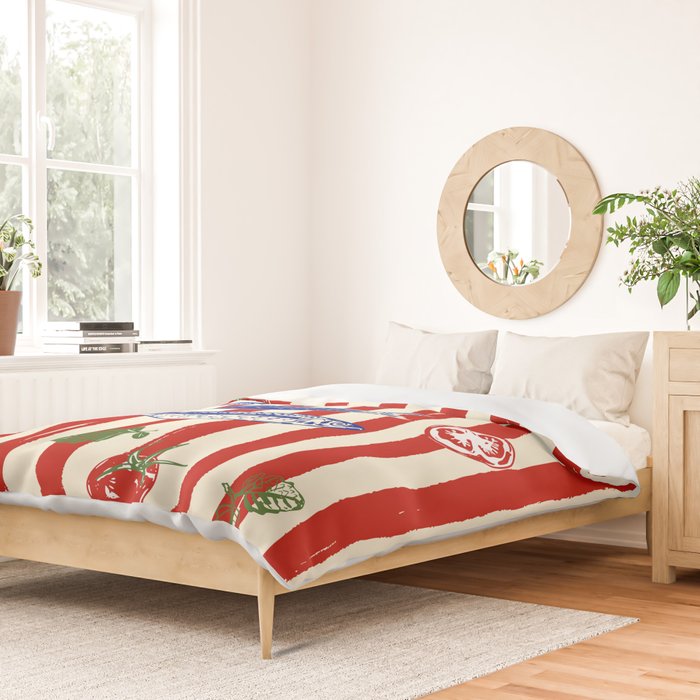 Sardines and Tomato Mediterranean Doodle Duvet Cover Gallery Image 2