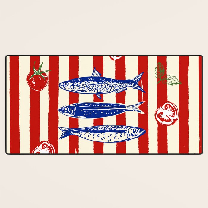 Sardines and Tomato Mediterranean Doodle Desk Mat Gallery Image 3