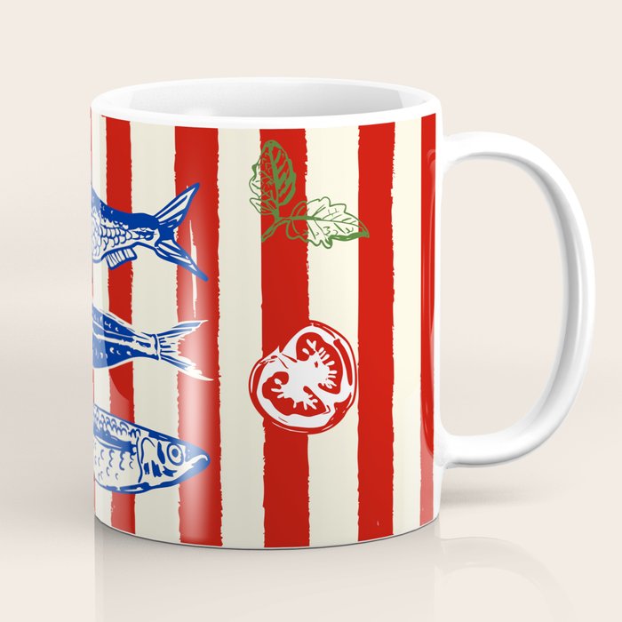 Sardines and Tomato Mediterranean Doodle Coffee Mug Gallery Image 1