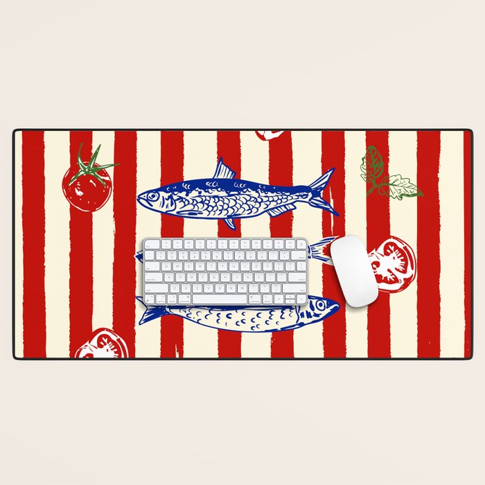 Sardines and Tomato Mediterranean Doodle Desk Mat Gallery Image 1