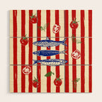 Sardines and Tomato Mediterranean Doodle Wood Wall Art Gallery Image 1