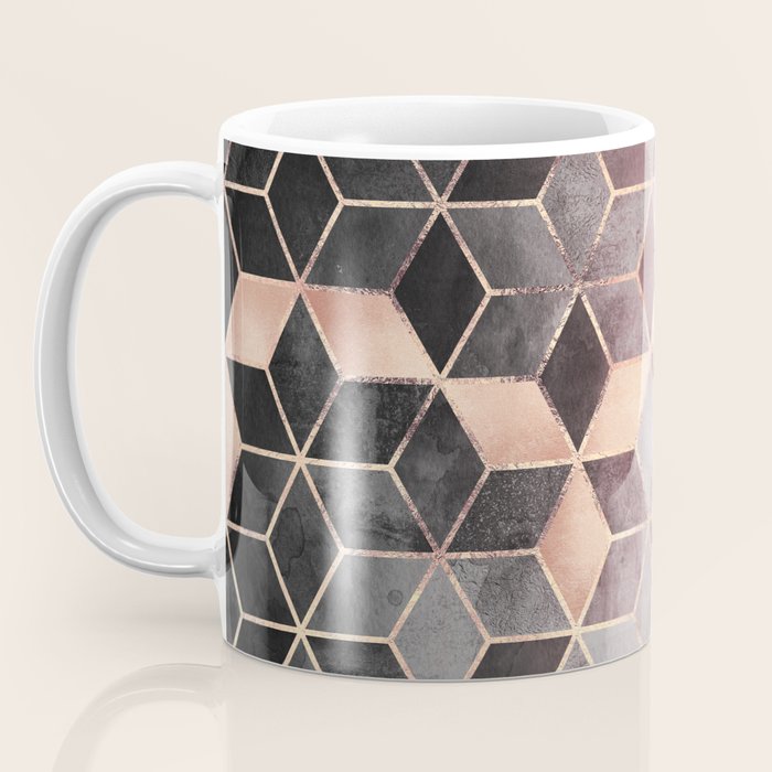Pink And Grey Gradient Cubes Coffee Mug Gallery Image 3