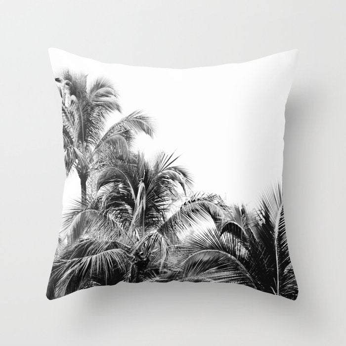Big Island Palms - Black and White Photography, Tropical Nature Throw Pillow Gallery Image 6
