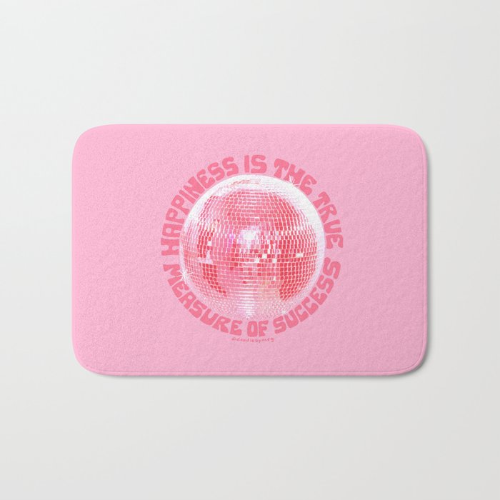 Happiness Is The True Measure of Success in Pink Bath Mat Gallery Image 1