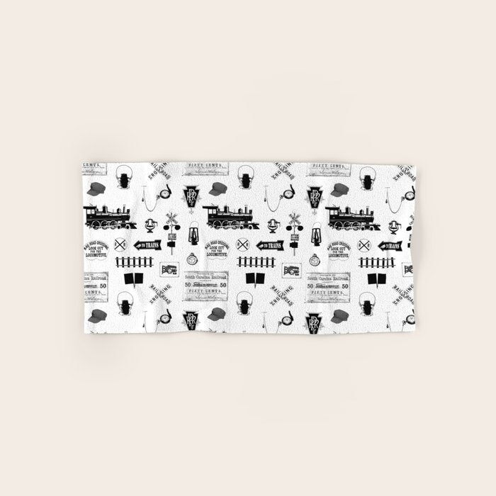 Railroad Symbols on White Bath Towel Gallery Image 1
