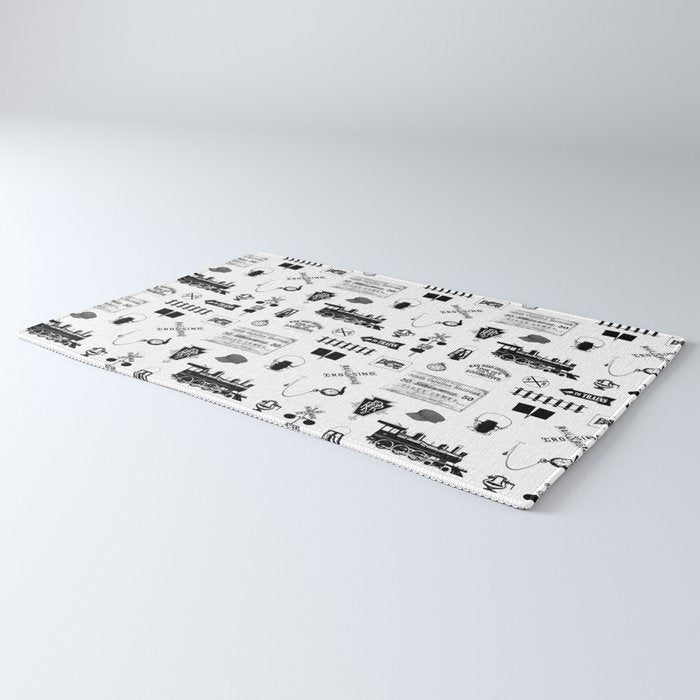 Railroad Symbols on White Rug Gallery Image 3