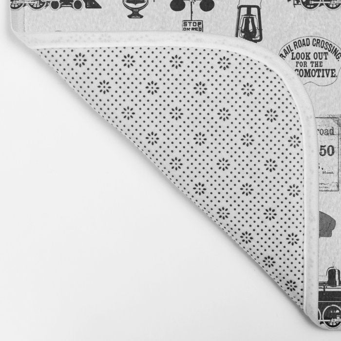 Railroad Symbols on White Bath Mat Gallery Image 2