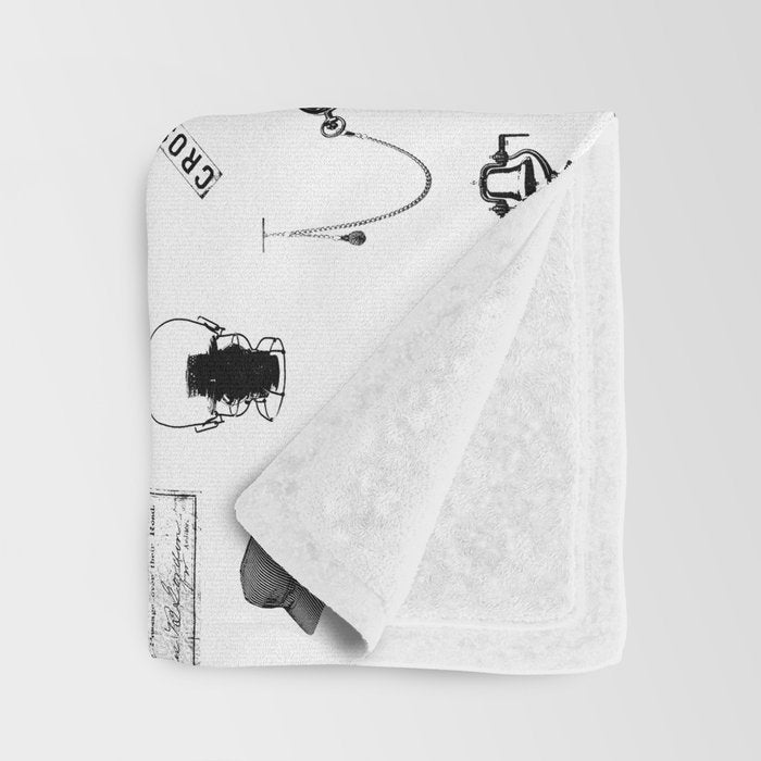Railroad Symbols on White Throw Blanket Gallery Image 3