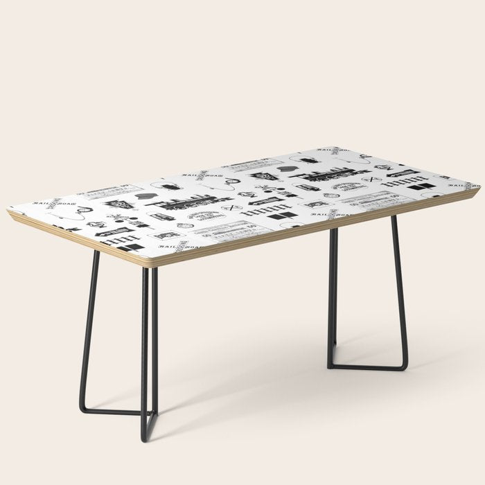 Railroad Symbols on White Coffee Table Gallery Image 1