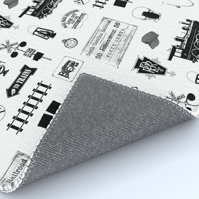 Railroad Symbols on White Rug Gallery Image 4