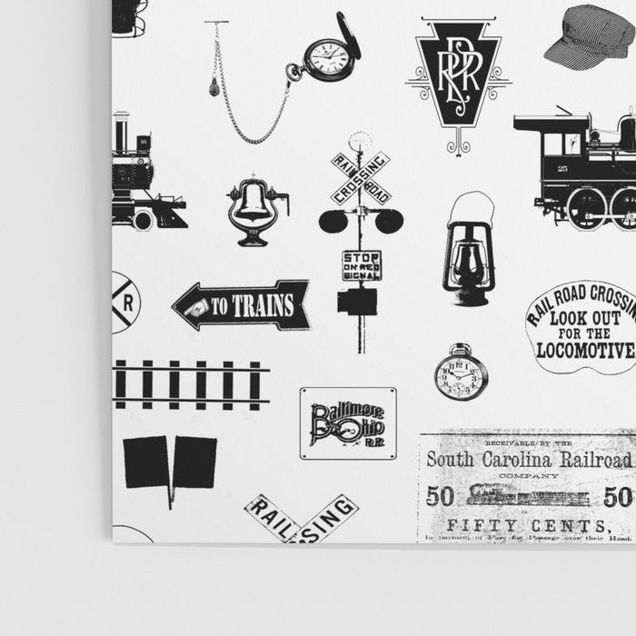 Railroad Symbols on White Poster Gallery Image 3