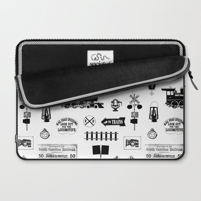 Railroad Symbols on White Laptop Sleeve Gallery Image 2