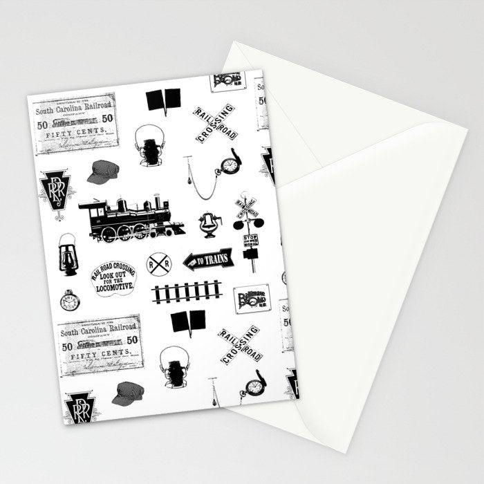 Railroad Symbols on White Stationery Card Gallery Image 2