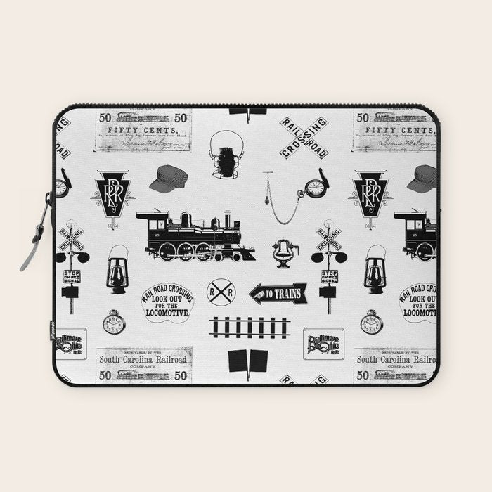 Railroad Symbols on White Laptop Sleeve Gallery Image 1