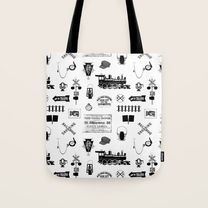 Railroad Symbols on White Tote Bag Gallery Image 1
