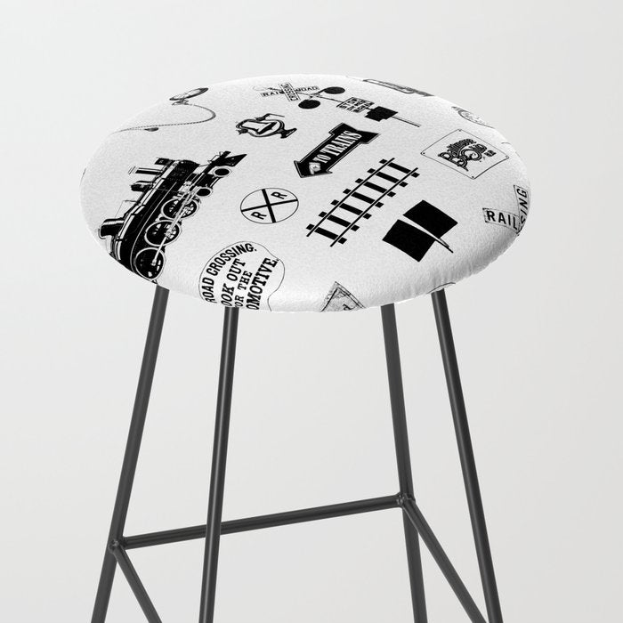 Railroad Symbols on White Stool Gallery Image 2