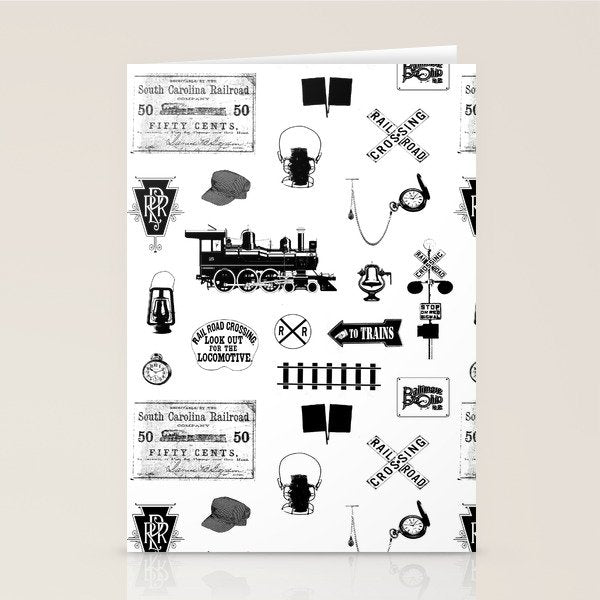 Railroad Symbols on White Stationery Card Gallery Image 2