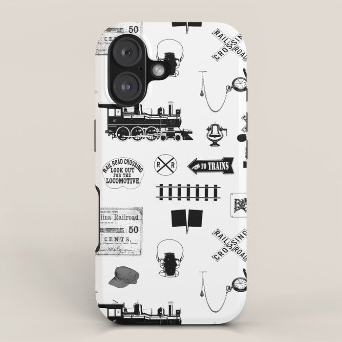 Railroad Symbols on White iPhone Case Gallery Image 1