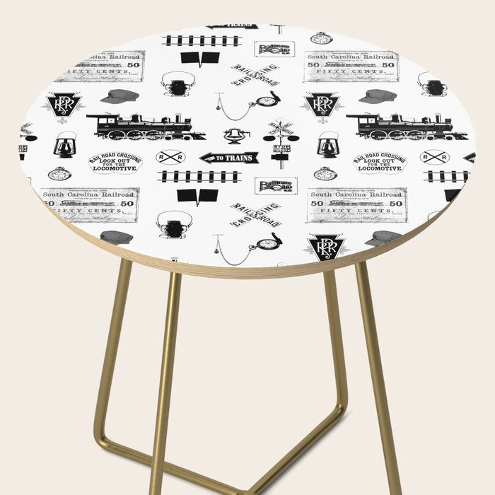 Railroad Symbols on White Side Table Gallery Image 2