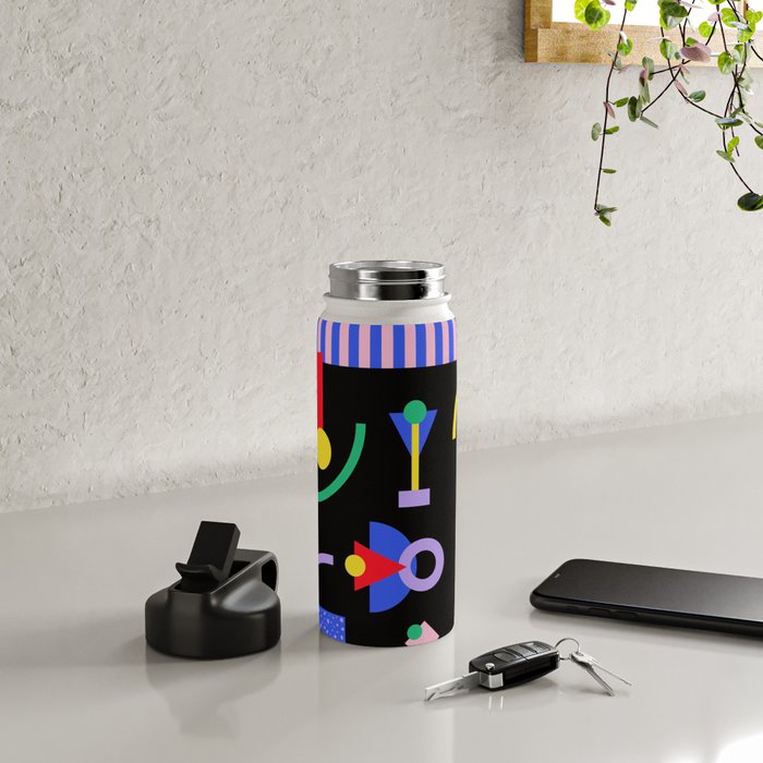 Memphis pattern 89 - 80s / 90s Retro Water Bottle Gallery Image 4