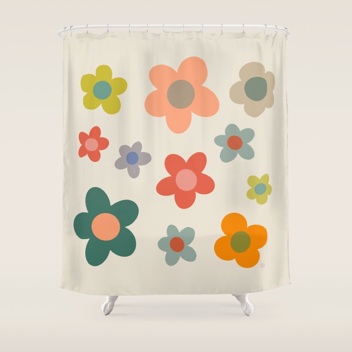 Flower Power Floral | Retro 60s 70s Shower Curtain Gallery Image 1