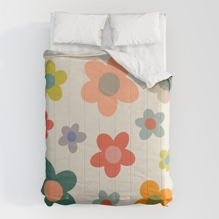 Flower Power Floral | Retro 60s 70s Comforter Gallery Image 1