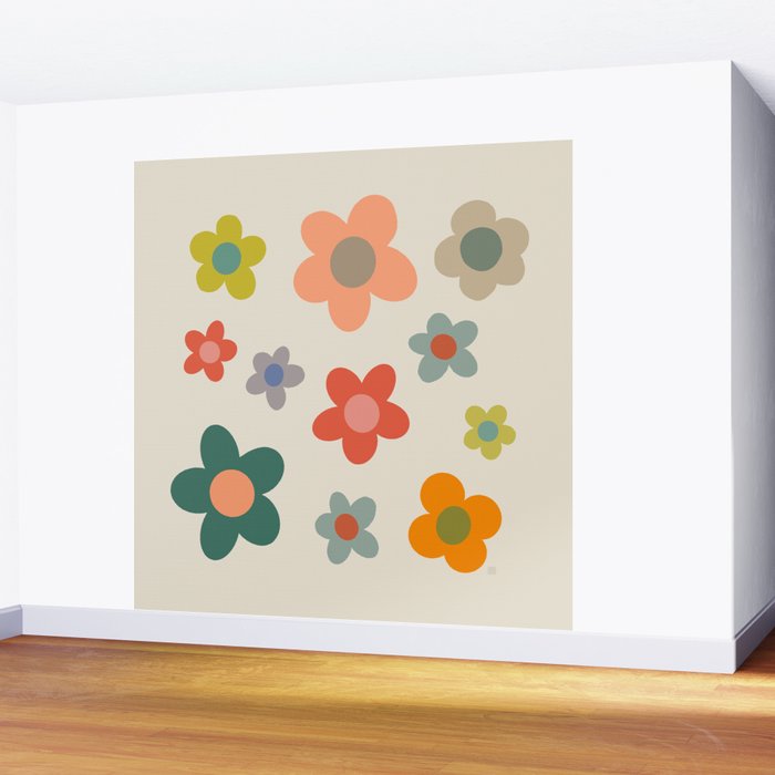 Flower Power Floral | Retro 60s 70s Wall Mural Gallery Image 2