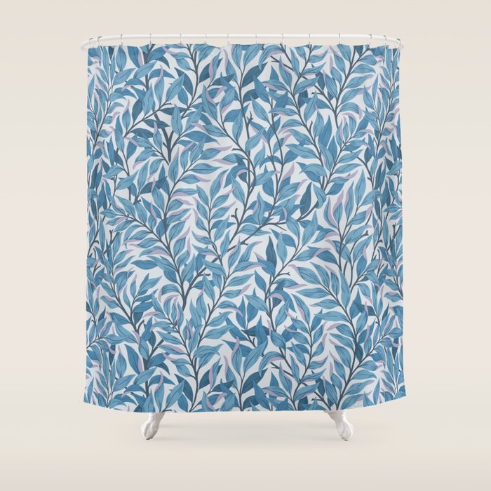 Romantic Botanica - Foliage in Light Blue Shower Curtain Gallery Image 1
