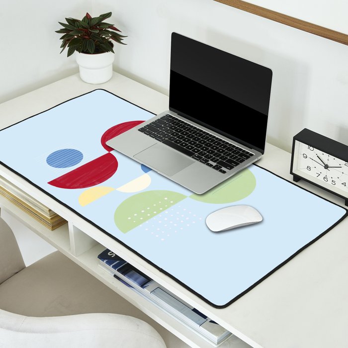 Abstract Geometric Half-Circles with Hand-Drawn Details Desk Mat Gallery Image 2