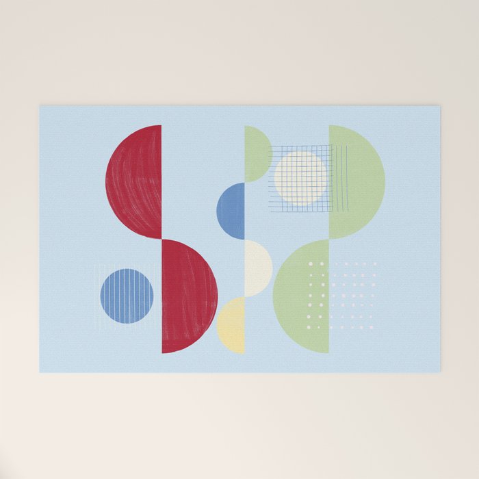 Abstract Geometric Half-Circles with Hand-Drawn Details Welcome Mat Gallery Image 1