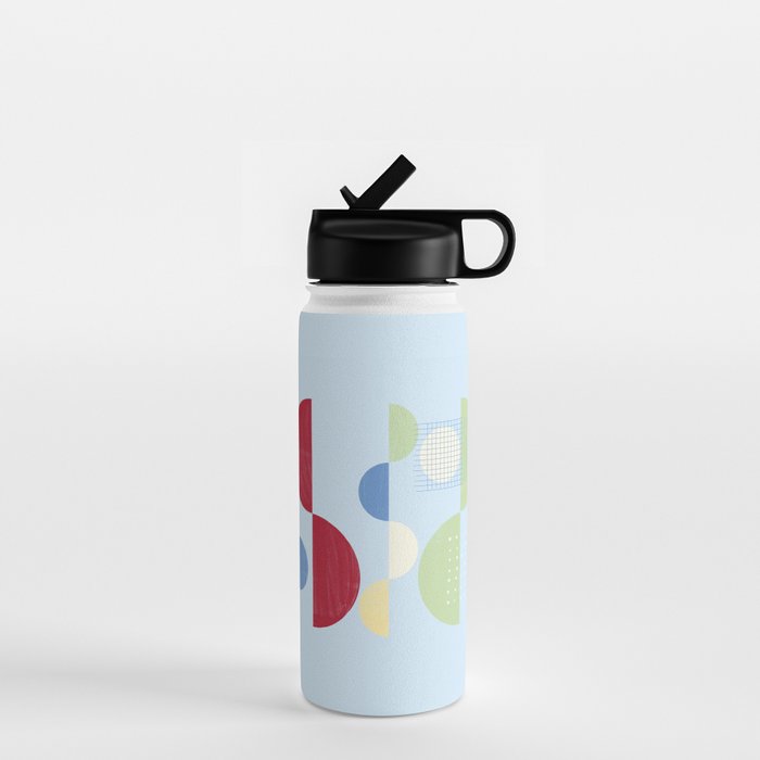 Abstract Geometric Half-Circles with Hand-Drawn Details Water Bottle Gallery Image 1