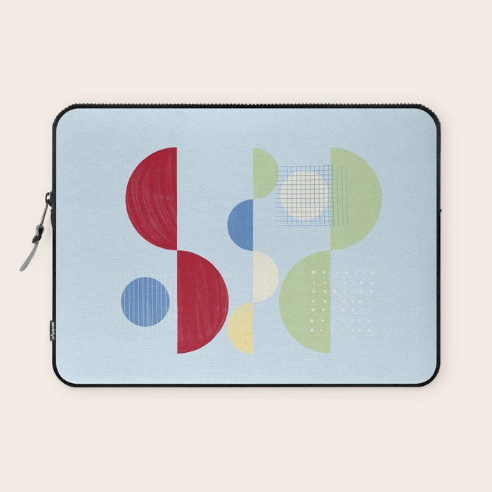 Abstract Geometric Half-Circles with Hand-Drawn Details Laptop Sleeve Gallery Image 1
