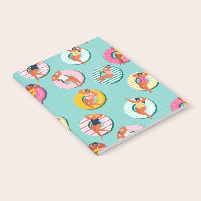 Summer gils on inflatable in swimming pool floats. Notebook Gallery Image 2