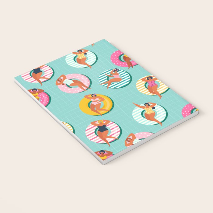 Summer gils on inflatable in swimming pool floats. Notebook Gallery Image 3