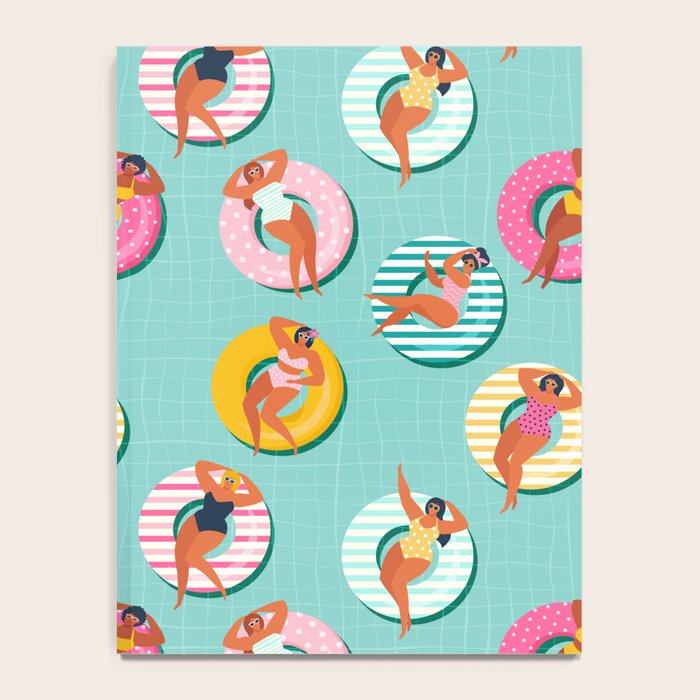 Summer gils on inflatable in swimming pool floats. Notebook Gallery Image 4